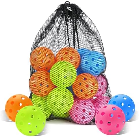 Sukeen Outdoor Pickleball Balls with Mesh Bag, 40 Holes Pickleball Balls Outdoor, High Bounce Pickle Balls for All Style Pickleball Paddles