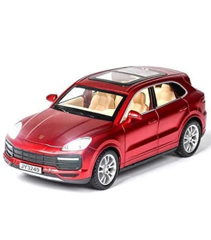 Image of WORSHIPER 4 Wheel Drive Metal Car Pull Back with Open Doors, Engine Cover, Tail with Front and Rear Light & Music Great Gift for Boys and Girls Above (Mini Porsche Cayenne), Multicolor