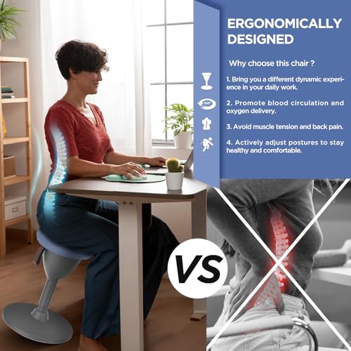 Image of Adjustable Standing Desk Chair, Ergonomic Wobble Stool Standing Desk Stool, Encourage Good Posture, Height Adjustable Stool 19-35 inch, Non-Slip Base, Active Chairs for Adults
