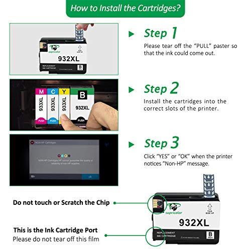 Supricolor 932Xl 933Xl Compatible Ink Cartridges, Replacement For 932 933 High Yield 4 Packs(1 Black 1 Cyan 1 Magenta 1 Yellow) Work With Officejet 6600 6700 6100 7110 7610 7612 Printer #TOP1