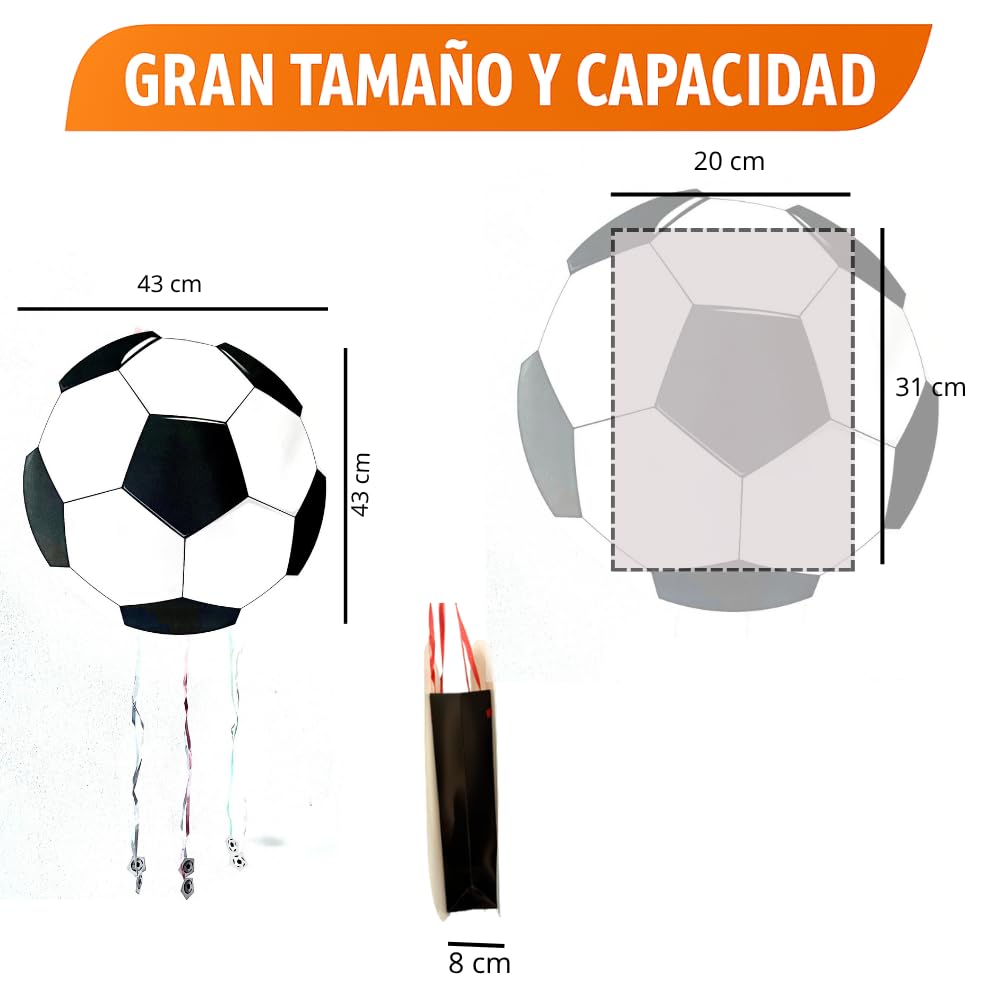 Piñata d'anniversaire pour enfant, Piñata Football + Set de 155 pièces de football, Piñata de ballon avec garnitures, jouets et accessoires pour fêtes, pièces