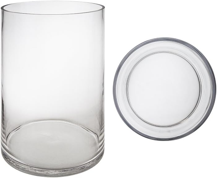 Mega Vases Cylinder Vase 8 Inch x 12 Inch, Decorative Clear Glass with Sturdy Base, Wedding Centerpieces, Flower Bouquets, Home Décor, Celebrations, Parties, Event Planning, Arts & Crafts