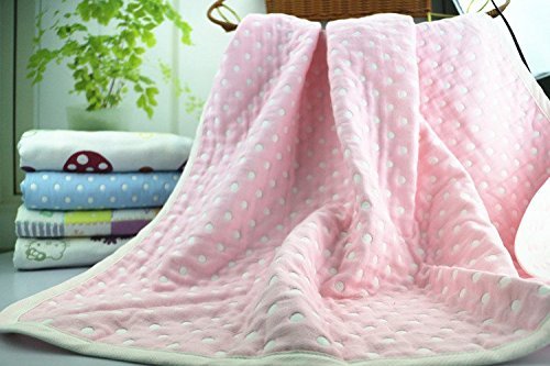 Organic Dream Baby Muslin Swaddle Blanket - Oversized 47in x 47in - Ultra Soft (Pink Dot)