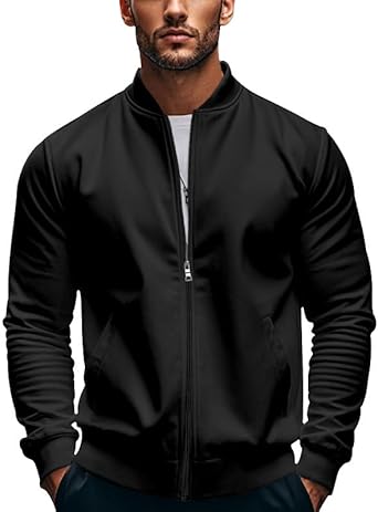 Mens Lightweight Jackets Zip Up Regular Fit Casual Athletic Work Jacket 2025 Fall Light Coat with Pockets