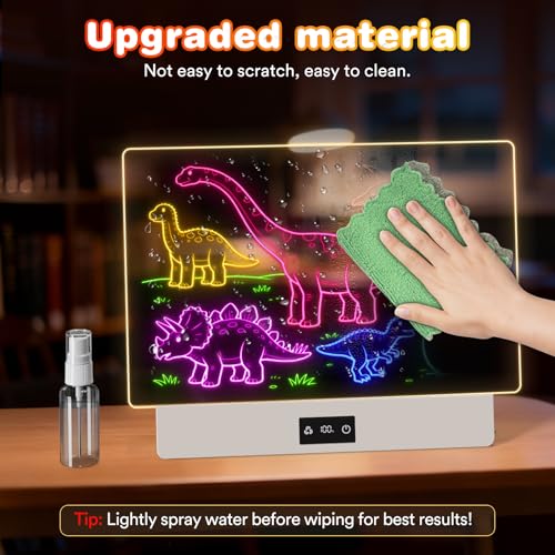 Image of 16 inch LED Drawing Board for Kids, Rechargeable Glow Doodle Board with 10 Light Modes, Anti-Scratch Acrylic Dry Erase Pad, 7 Markers & A4 Tracing Paper, Birthday Gifts for Girls Boys Ages 3-12