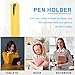 uxcell 4 Pcs Adjustable Pen Loop Holder for Notebook, PU Leather Pen Holder Pencil Sleeve Elastic Strap Band Designed for Journals Clipboards, Notebooks(Yellow/Sky Blue/Pink/White)