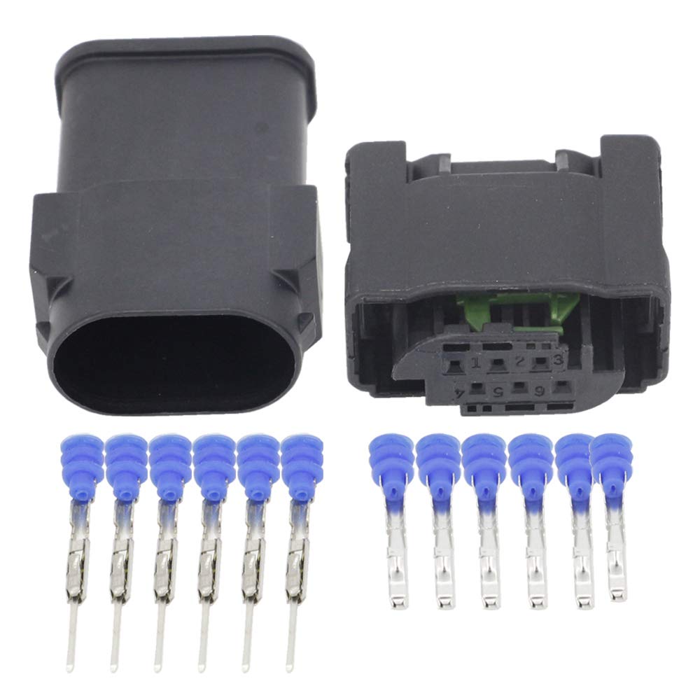 TACOON Conector del arnés del tapón del Acelerador del Conector del Conector del Conector del Conector del automóvil de 6 Pines de 0.6mm DJ7063Y-0.6-11/21 con Terminal(Male Plug,10 Sets)