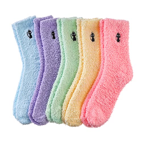 MQELONG Womens Super Soft Fuzzy Cozy Home Sleeping Socks Microfiber ...