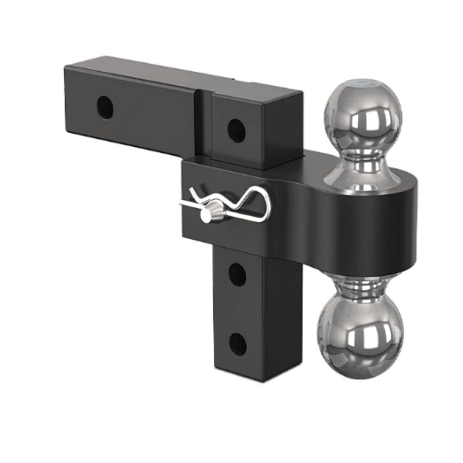 Enganche de Remolque Ajustable con Doble Cabezal de Bola Regulación de Altura y Encaje Clase III Construcción en Aleación de Aluminio 2x2pulgadas, Negro