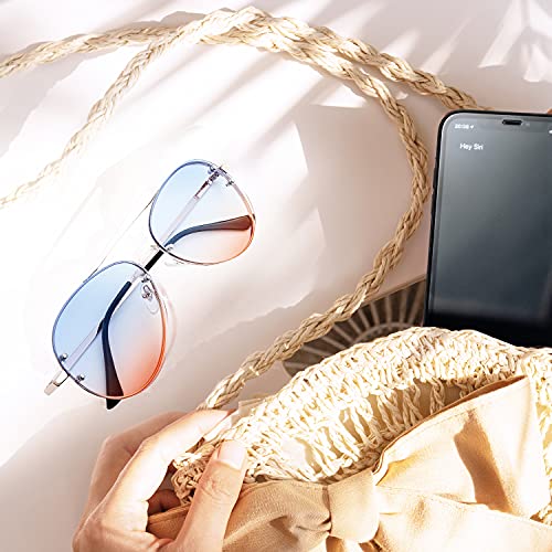 The Fresh Oversize Rimless Ocean Color Lens Aviator Sunglasses Gift Box4