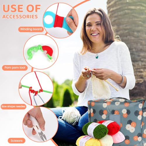 Image of HASTHIP Crochet Needle Kit 107Pcs Crochet Knitting Needle Kit with Carry Bag DIY Crochet Needle Kit with Tools & Accessories Comprehensive Crochet Needle Kit for Beginners & Professionals