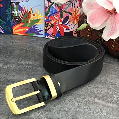 Vintage Brass Belt Buckle Genuine Leather Belt Male Belt Cowboy Jeans Men' Belt Long 130cm Waist Belt(105cm)2