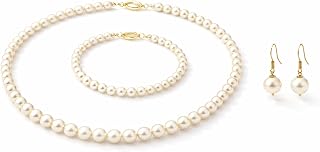 KINKARA Premium 8mm Pearl Necklace Set with Bracelet and Earrings | Stylish Wedding Jewelry for Women. Price In India