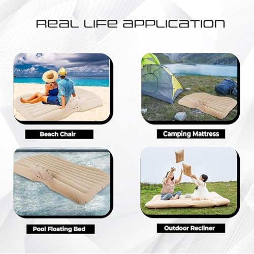 Image of amazon basics Polyvinyl Chloride Car Bed for Back Seat - Black (Pack of 1)|Inflatable Bed with 2 Air Pillow & Air Pump |Portable Car Bed for Kids, Travel, Trips, Camping, Picnic, Pool & Beach