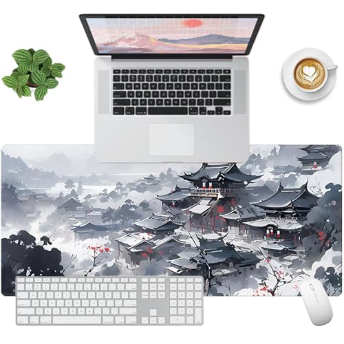 Tcdwla Gaming muismat XXL, gaming muismat 900x400, muismat anime, bureauonderlegger olieverf, verbetering van nauwkeurigheid en snelheid, voor computer, pc, laptops (wit)