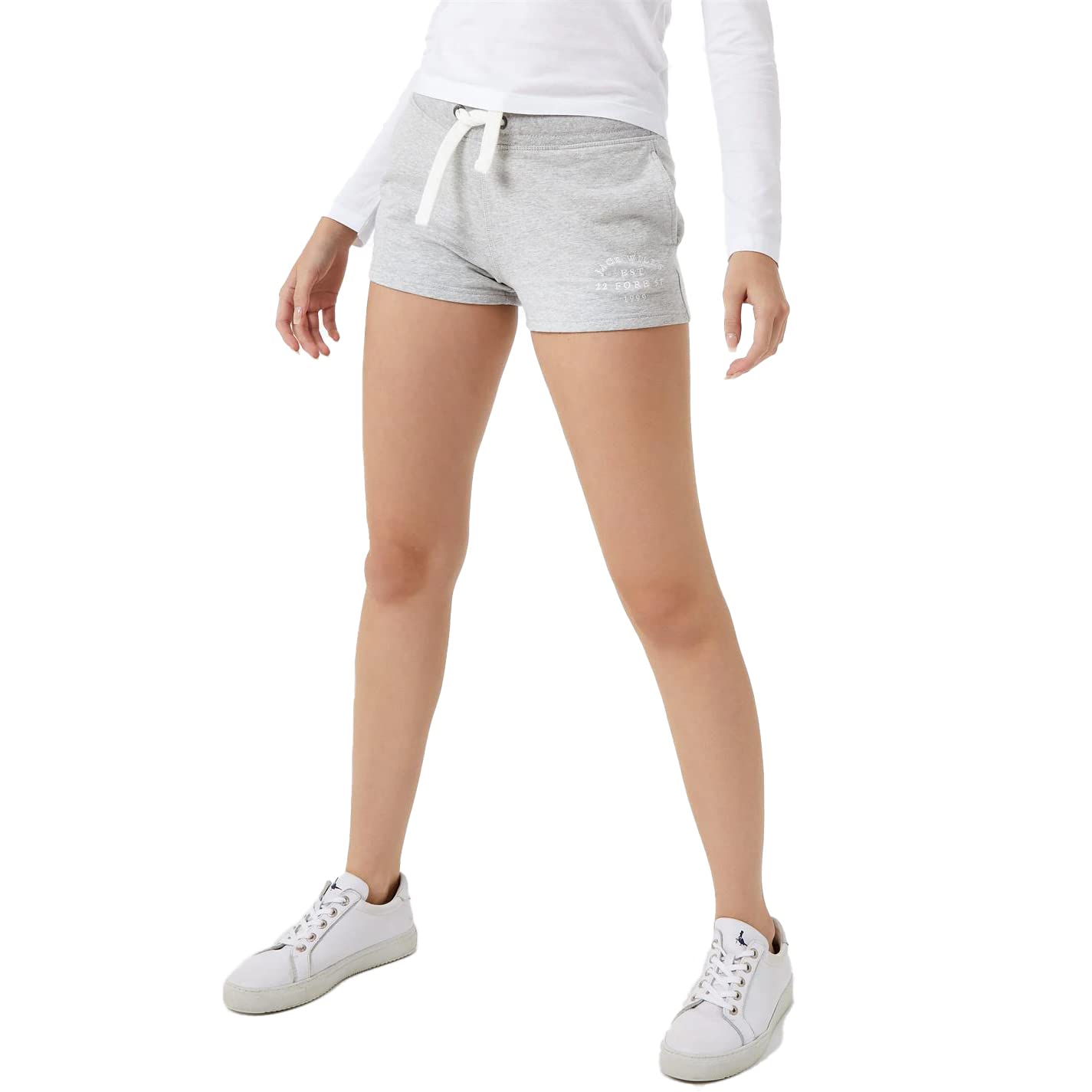 Jack Wills Womens Bea Logo Sweat Shorts Fleece Pants Trousers Bottoms Slim Fit Grey Marl 12 (M)