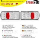 SPARKMOTO 2 szt. Tylne światła LED do przyczepy z 5-pinowym szybkim złączem bagnetowym, 7 funkcji, 12V 24V, uniwersalne tylne światła LED do przyczepy, ciężarówki, ciągnika, maszyn rolniczych