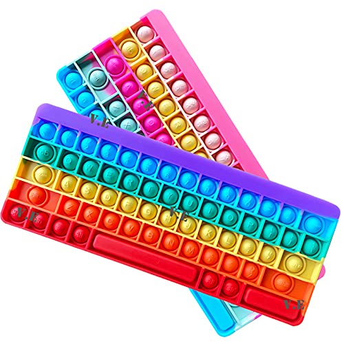 V.E New Keyboard Rainbow Push Pop it Bubble Fidget Toy, Pop It Stress Relief and Anti-Anxiety Tools Sensory, Silicon Satisfying Relaxing Toys & Great Gift for Kids Girls Boys Teens and Adults.