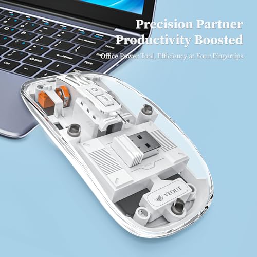 Image of Veout Wireless Bluetooth Mouse, Portable Silent Click Rechargeable Mouse with USB Receiver, 3-Level DPI, Compatible with Laptop, PC, Mac, Tablet, Phone