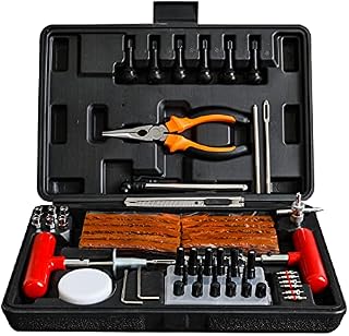SMOTIVEPRO Tyre Repair Kit, 98 pcs Professional Car Puncture Repair Kit with 48 Components and 50 Tyre Repair Rubber Strip for Car, Motorcycle, Truck, Tractor, Van