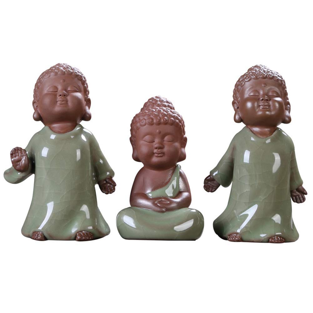Mały zestaw figurek figurek, dekoracje rzeźb Buddy, mnisi świątynni, herbata, dekoracja dla zwierząt domowych, taca, wystrój domu, ozdoby, zestaw