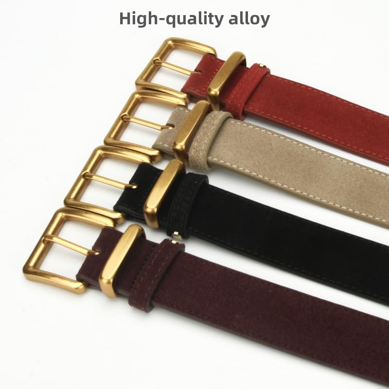Women's Genuine Leather Suede Belt Ladies Trendy Simple Gold Buckle Belt Leather Sanded Waistband for Dress Jeans Coat2