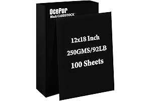 100 Pack Black Cardstock 12 x 18 Inches, Premium 92lb Card Stock Paper