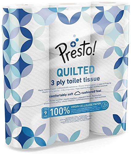 Presto 3-Ply Quilted Toilet Tissues, Pattern: Gem, 9-Count