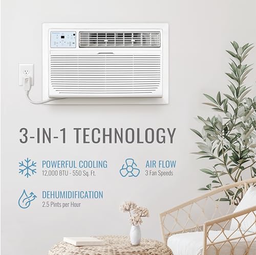 Keystone-KSTAT12-1C-12000-115V-Mounted-Air-Conditioner-Dehumidifier-with-Remote-Control-Quiet-Wall-AC-Unit-for-Bedroom-Bathroom-Nursery-Medium-Sized-Rooms-up-to-550-SqFt-12000-BTU-White Keystone KSTAT12 1C 12000 115V Mounted Air Conditioner Dehumidifier with Remote Control Quiet Wall AC Unit for Bedroom Bathroom Nursery Medium Sized Rooms up to 550 SqFt 12000 BTU White