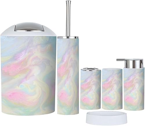 Miniatura 6 de Juego de accesorios de baño, 6 piezas, soporte para cepillo de dientes de pato amarillo sin costuras, dispensador de jabón, jabonera, soporte para