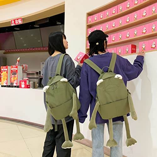 Frog Backpack Purse for Women - Student Frog Cartoon Bag Travel Daypack Casual Fashion Work Shopping Small Bag,Green2
