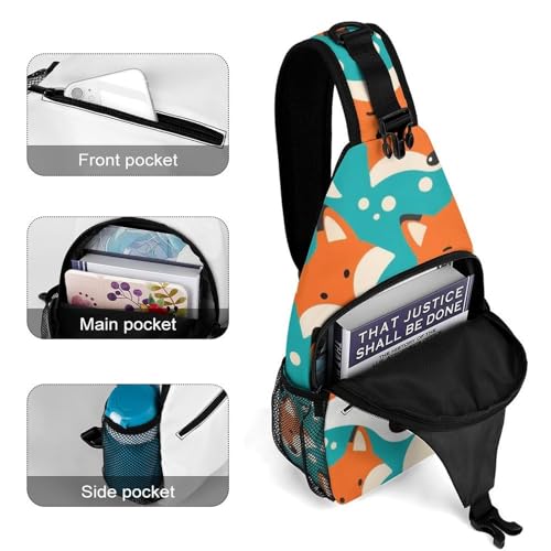 Men Women Sling Shoulder Backpack Foldable Unbalance Shoulder Chest Crossbody Bag - Cute Fox Pattern Anti-Theft Multipurpose Rucksack Bookbag Backpack4