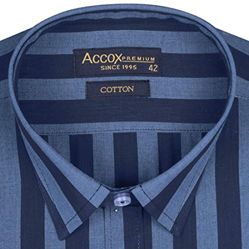 Image of ACCOX Men's Striped Half Sleeves Regular Fit Cotton Formal Shirt(GO596)