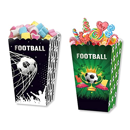 24 Pack Soccer Popcorn Boxes Football Dessert Popcorn Cookie Tray Candy Bags World Cup Theme Party Supplies For World Soccer Game Party Decorations #TOP6