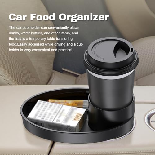 Image of Shkalacar Car Seat Snack Tray - Travel Tray Cup Holder for Kids Car Seat, with Plate Organizer Rotatable Carseat Cup Holder with Food Trays