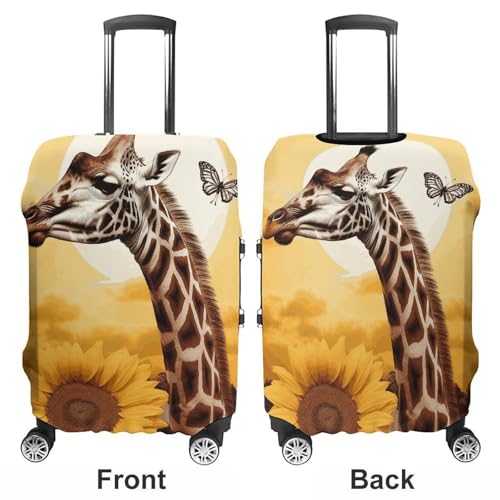 Giraffe And Sunflower Luggage Cover, Washable Elastic Suitcase Cover Protector Fit 18-32 Inch Luggage3