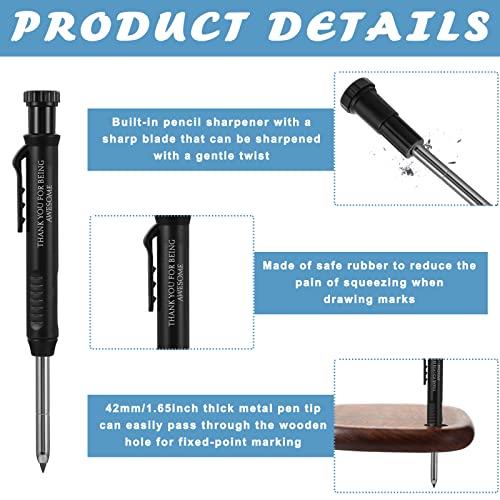 Colarr 10 Pcs Mechanical Carpenter Pencil With 60 Refill Deep Hole Mechanical Pencil Marker Construction Pencils With Sharpener Black Solid Woodworking Pencil For Carpentry Architect Father's Day Gift #TOP2