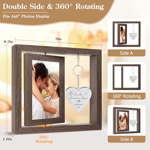 HELORAY Engagement Gifts for Couples Gifts for Newly Engaged Couples Engagement Gift for Women Happy Engagement Party Gift Personalized Picture Frame Let The Adventure Begin Engaged Photo Frame - Image 4