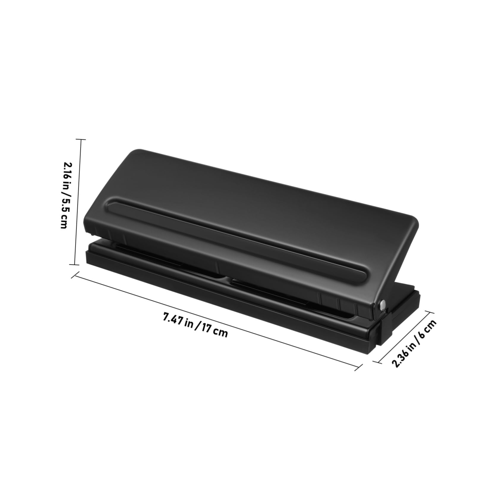 Perforatrice a 6 Fori Regolabile Manuale per Fogli Nero | Diametro del Buco 5,5mm, Distanza Variabile 3 Fissi e 2 Serie Mobili, Uso Scuola e Casa