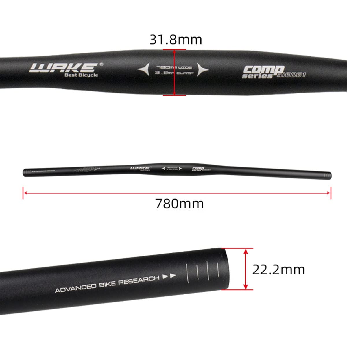 Guidon de vélo VTT 31,8 mm 780 mm en Alliage d'aluminium, Guidon Droit (Vert)