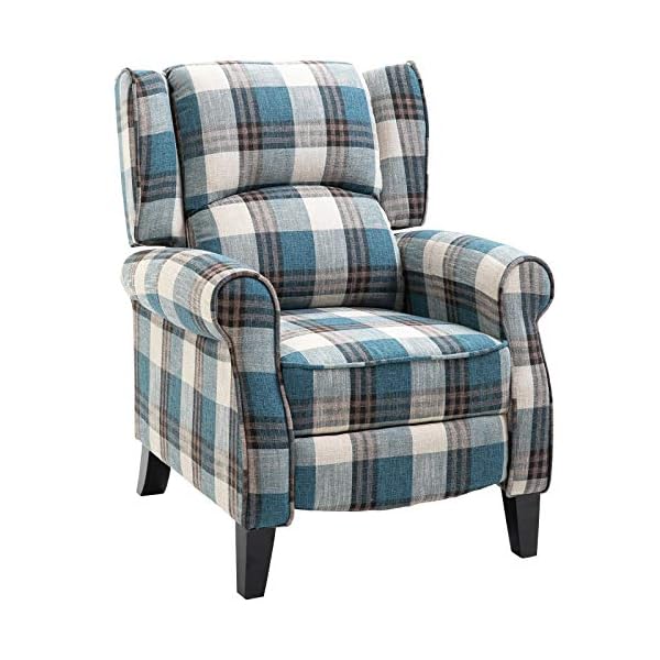 HOMCOM Single Armchair Sofa Push Back Recliner Living Room Furniture Cushion Padded Seat w/Armrest
