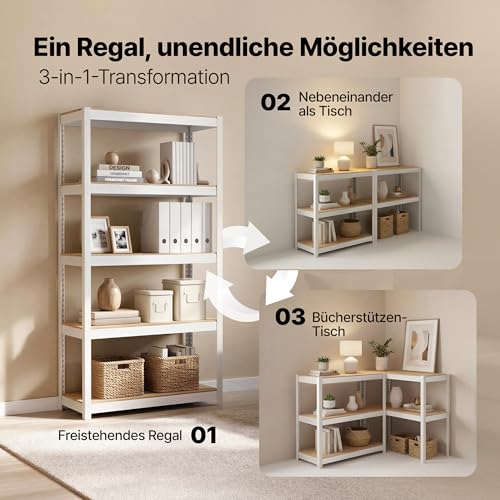 HOMEDANT House Premium-Schwerlastregal Kellerregal Lagerregal Haushaltsregal Küchenregal Garagenregal 40 x 90 x 180cm Regal mit Laminat-MDF-Böden verstellbare Ablagen Weiß
