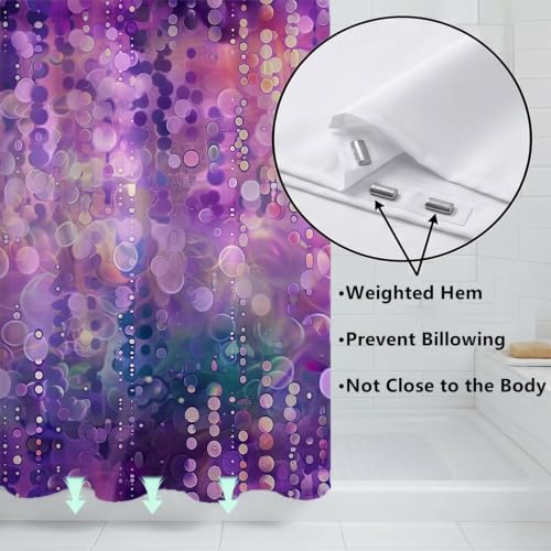 Rideau de douche violet 150x170 cm abstrait en polyester imperméable - 6