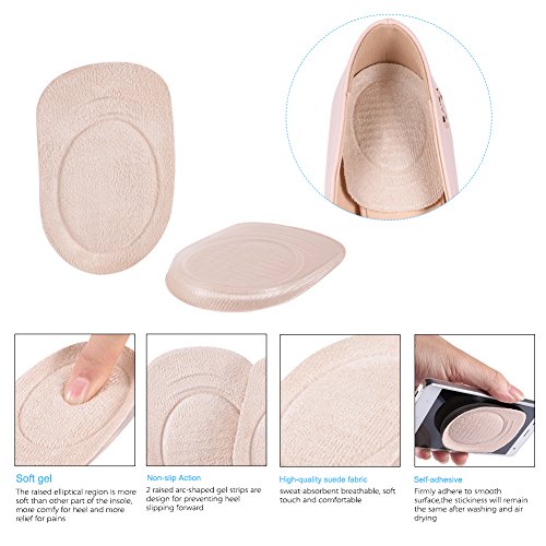 Heel Pad,2 Pairs Gel Heel Lifting Insoles Cushion Foot Protector Shoe Pad Foot Care Tool Prevent Heel Slipping Rubbing Blisters