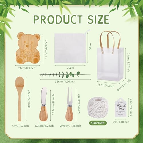 55Pcs Baby Shower Prizes for Game Winners 6 Sets Bear Shaped Cheese Board Gift with Spoons Butter Spreaders Gift Bags Kitchen Towels Bridal Shower Party Favors for Guests (Bear Shaped, 6 Sets)