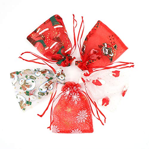 Flash Deals - 70% OFF SumDirect 50Pcs 5x7 inches Organza Christmas Favor Gift Bags Drawstring Jewelry Pouches for Wedding Party -Mixed Color (Assorted Colors)