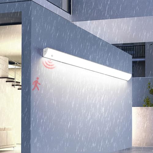 Applique murale avec détecteur de mouvement LED IP65 étanche argentée 120cm
