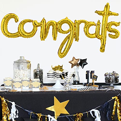 Image of TONIFUL Congrats Balloons - 45 Inch Gold Congrats Foil Balloons Banner Reusable Material for 2026 Graduation Party Graduate Congratulations Class of 2026 Congrats Grad Decorations Supplies