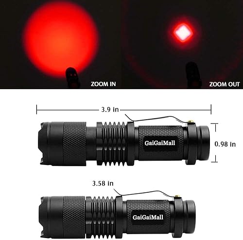 Miniatura 5 de GaiGaiMall Linterna de luz roja LED de 3 modos de alta potencia para observación de astronomía nocturna, paquete de 3