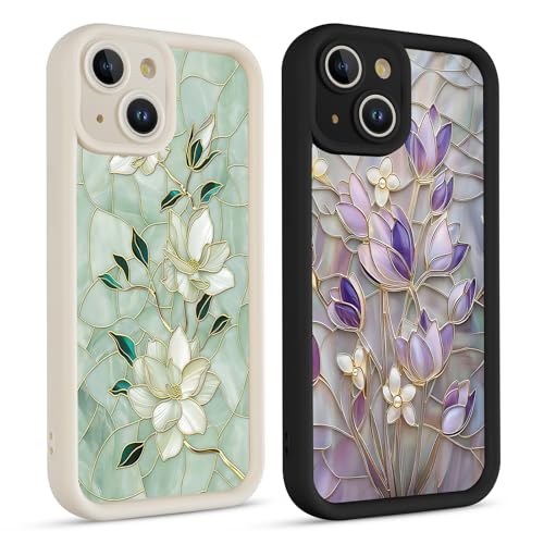 Coque iPhone 14 silicone Lot de 2 protections souples à motif floral pour femme